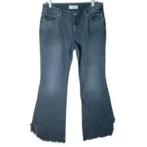 Free People We the Free Women 28 Black Ash Vintage Flare Fray Hem Denim Jeans